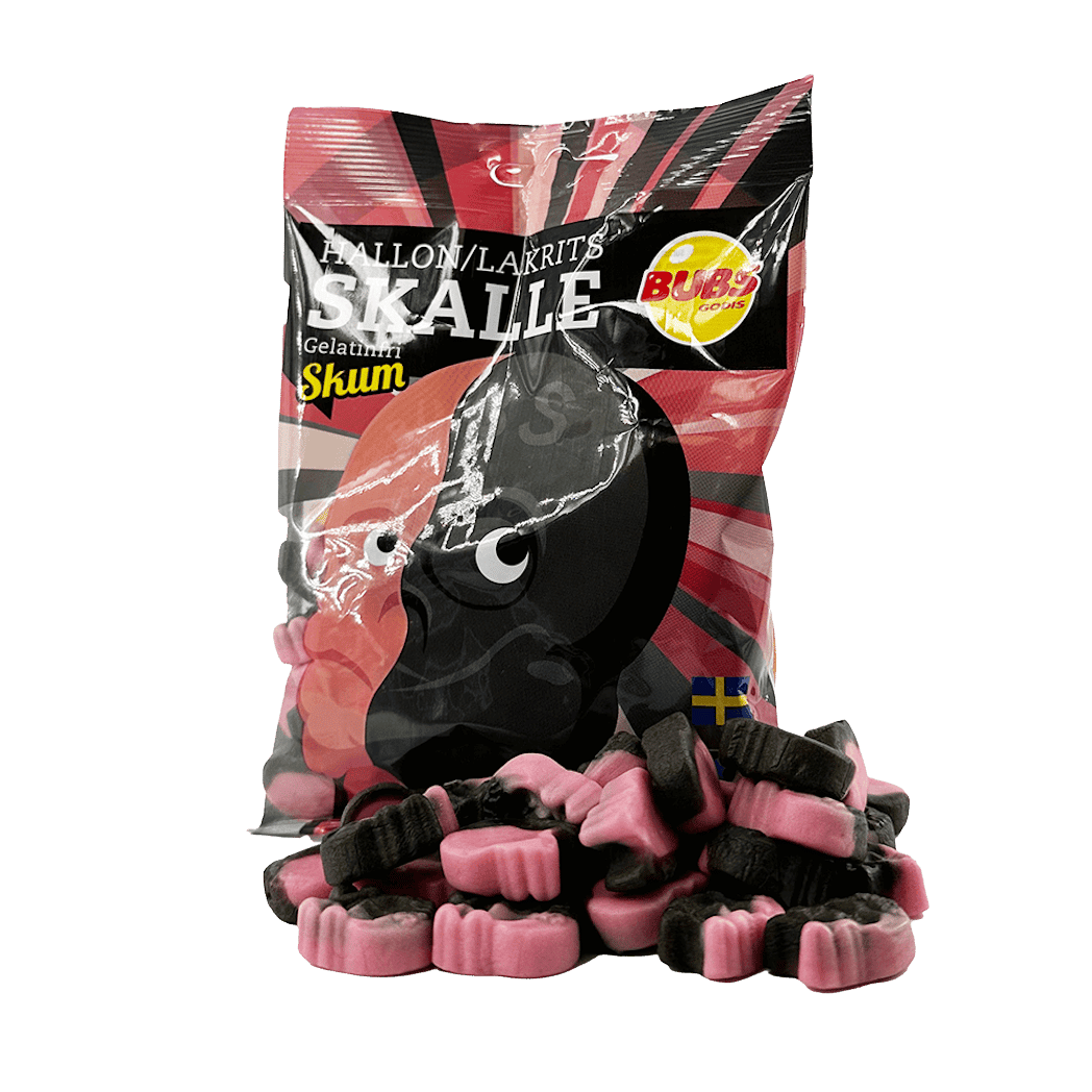 BUBS Godis Raspberry and Licorice Skull Foam 90g 2