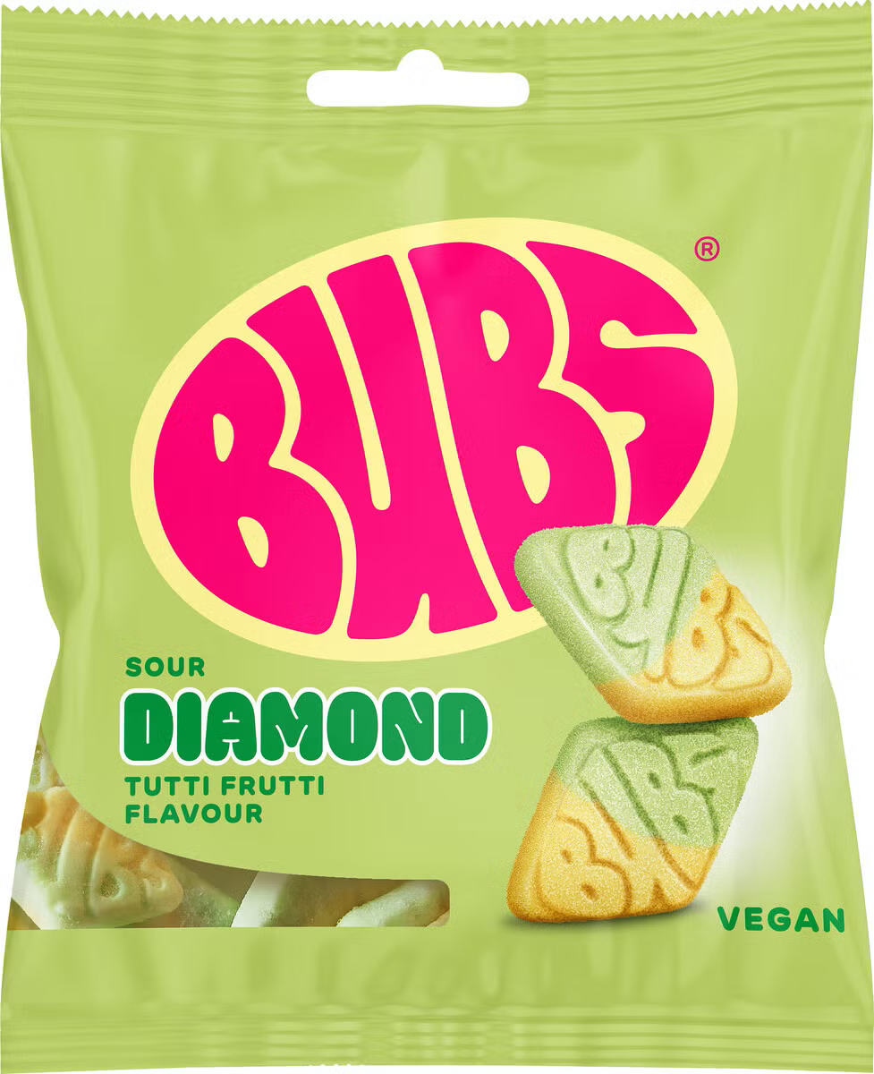 BUBS Godis Sour Tutti Frutti Diamond 156g bag