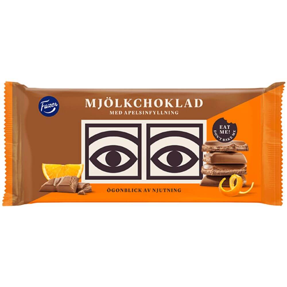 Fazer Eyes Milk Chocolate Orange Filling 121g
