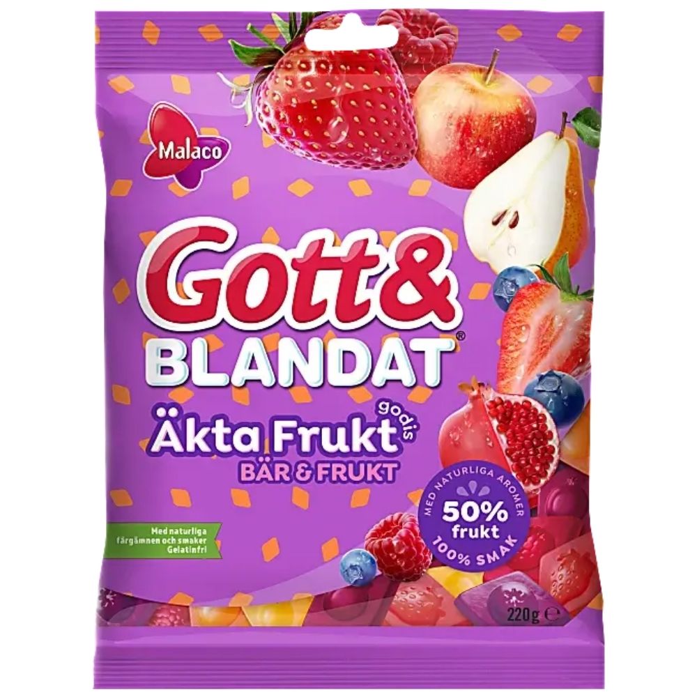 Malaco Gott Blandat Real Fruit 220g