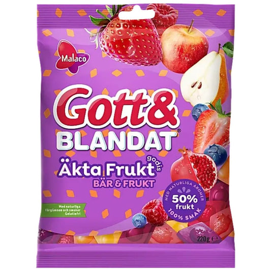 Malaco Gott Blandat Real Fruit 220g