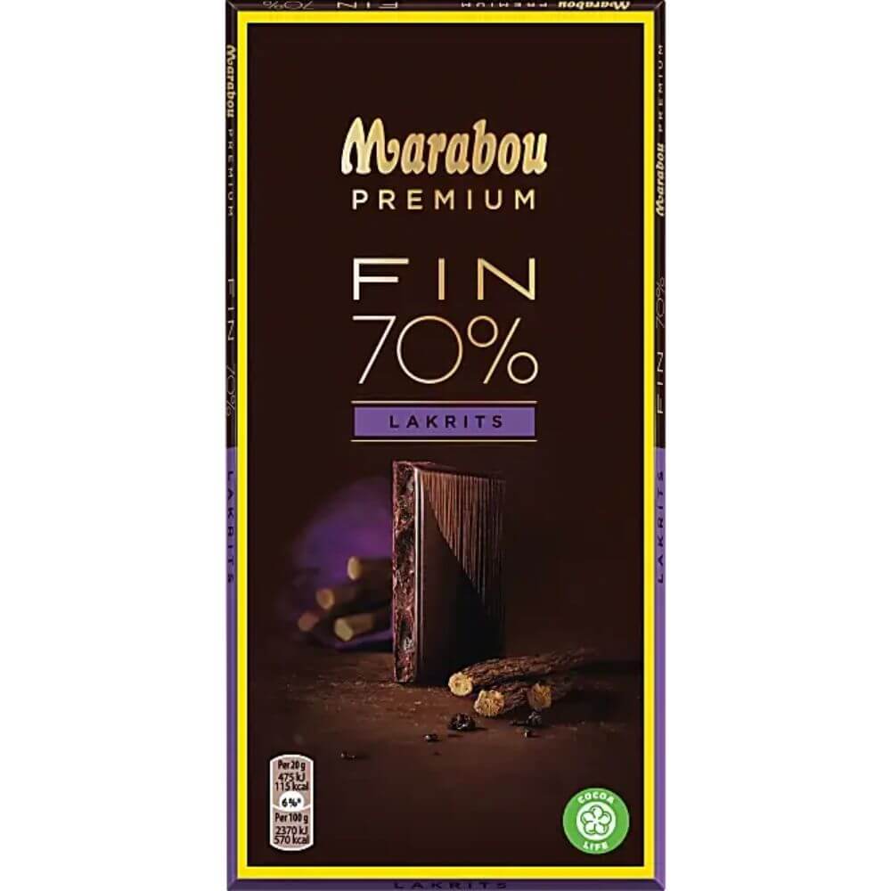 Marabou Dark Chocolate Premium Fine Licorice 100g