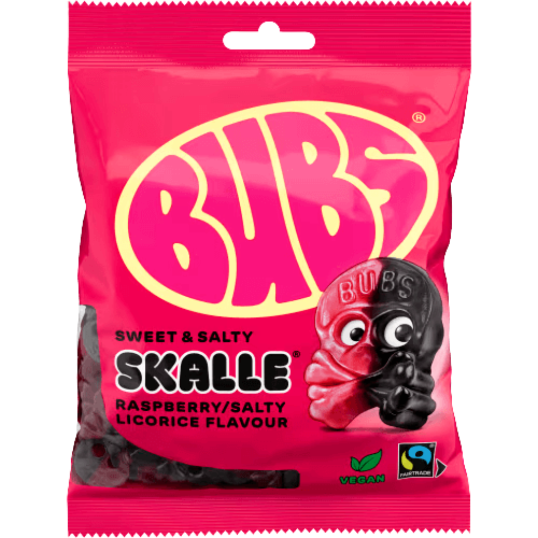 Bubs Godis Raspberry and Licorice Skull 90g 4
