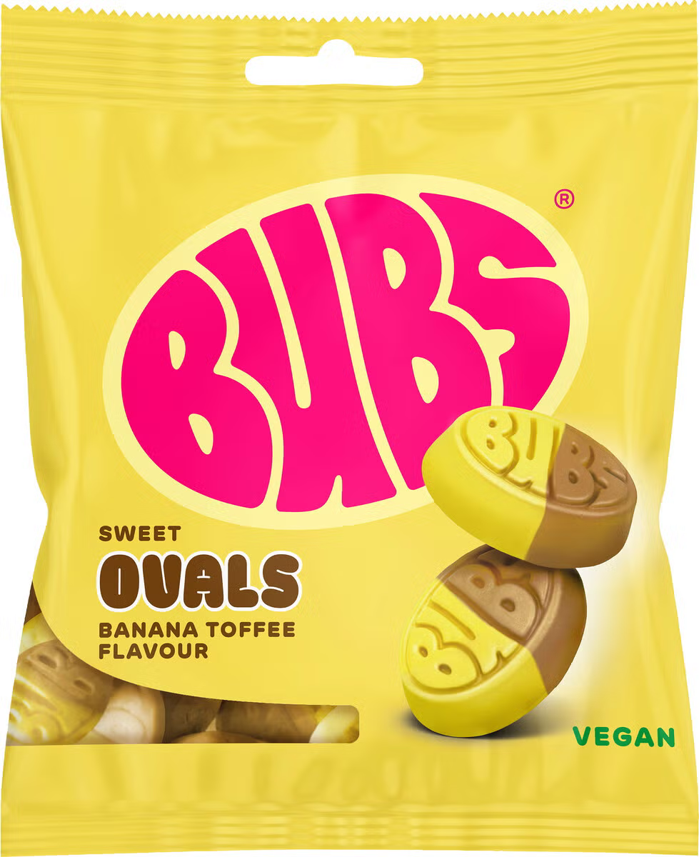 BUBS Godis Sweet Banana Toffee Ovals 156g bag